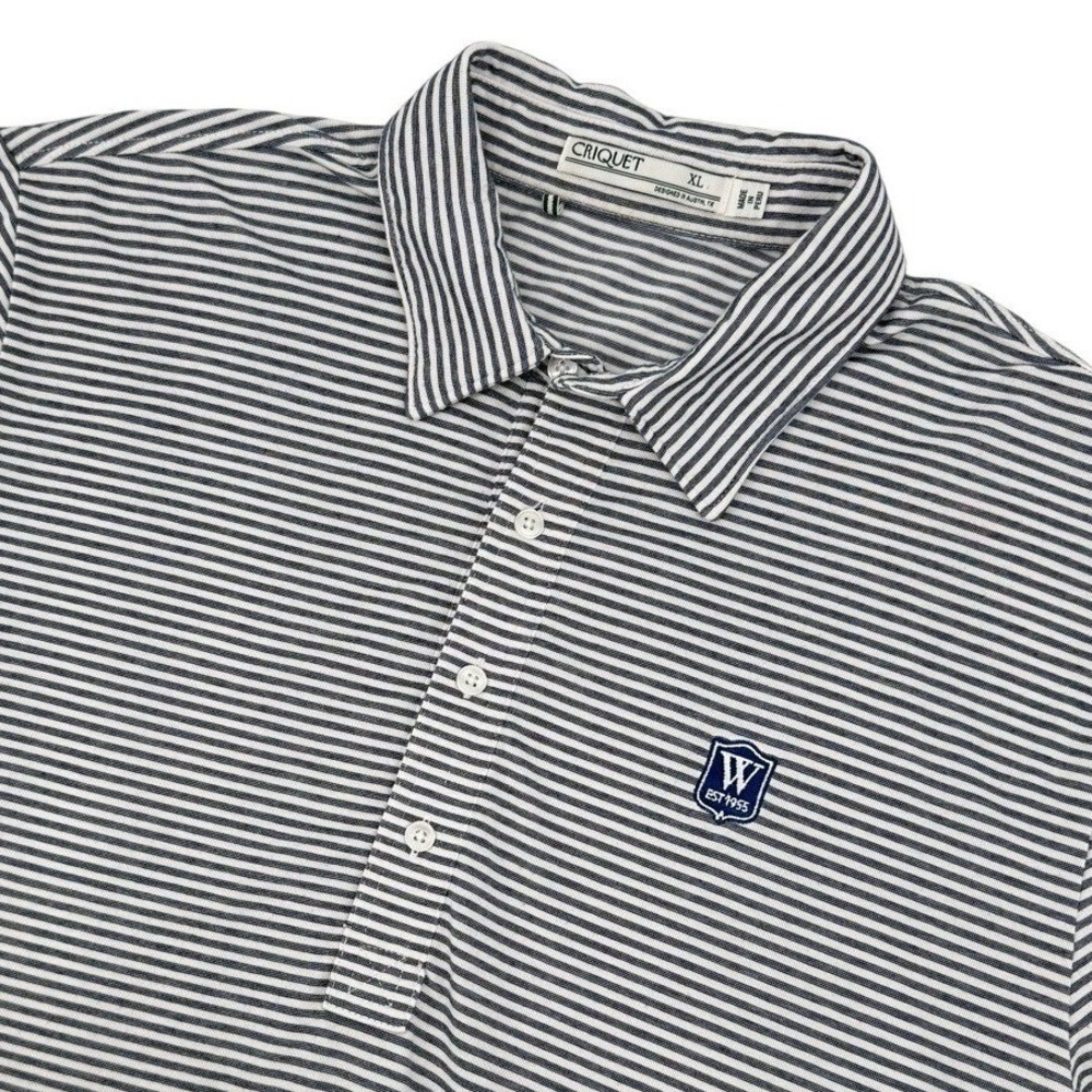 Criquet Mens Size XL Polo Shirt Short Sleeve Striped Pima Cotton Golf Preppy